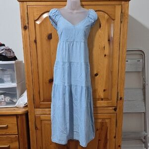 Old Navy Blue Tiered Midi Sundress